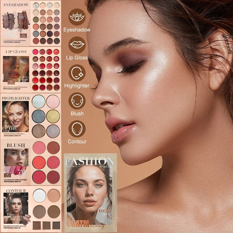 67-Color Multi-Layer Beauty Book Palette | Eyeshadow, Blush, Contour & Highlighter | All-in-One Makeup Kit