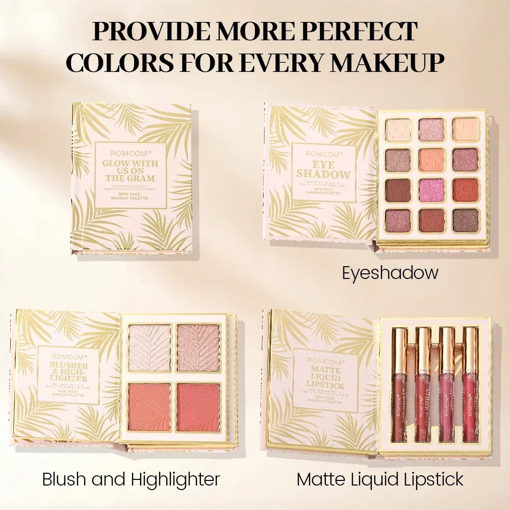 3-Page Makeup Magic Book – 12 Eyeshadows, 3 Lips, 4 Blush Contours